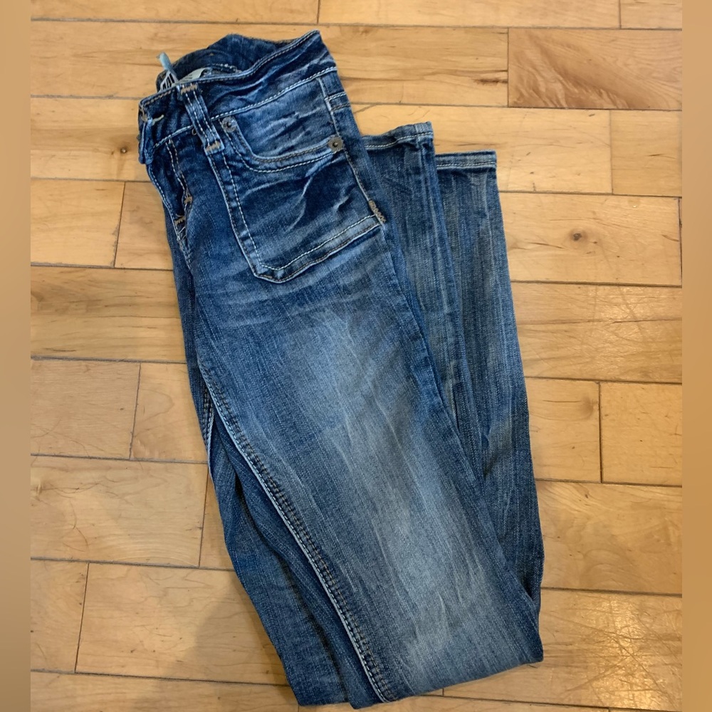 Size 1 low rise bootcut vintage square pocket jeans